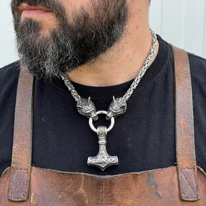 Geri & Freki Necklace — Blackened Steel