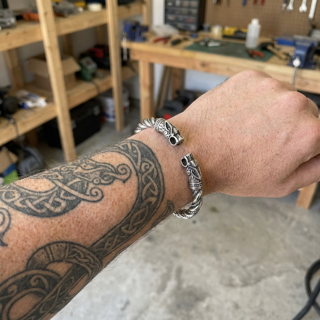 Fáfnir Arm Ring — Antiqued Steel