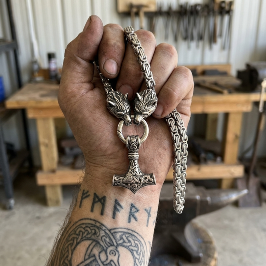 Geri & Freki Necklace — Blackened Steel